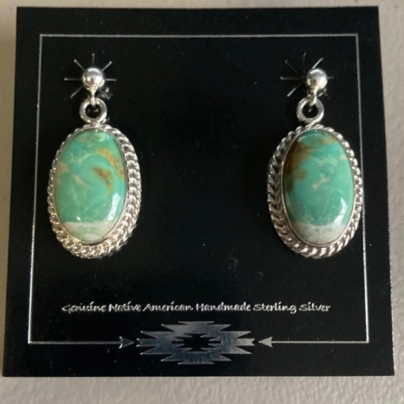 Native American Navajo Kingman Turquoise Earrings - New - Picture 1 of 14